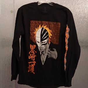 Men's Black and Orange Graphic Long Sleeve Tee